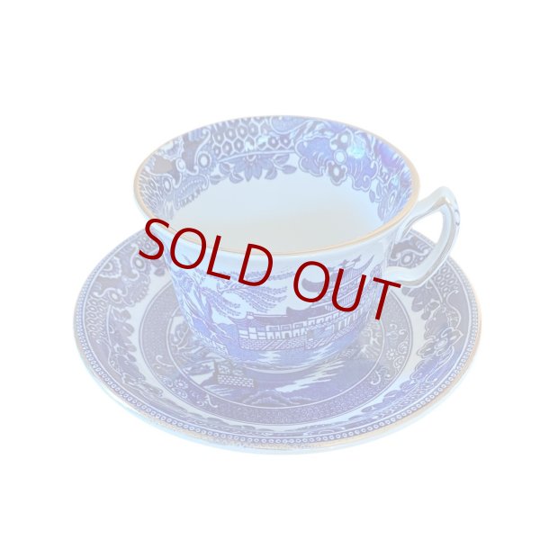 バーレイ ティーカップ&ソーサー　ブルーウィロー　プレート　burleigh バーレイ ブルーウィロー ティーカップ＆ソーサー 金彩仕上げ